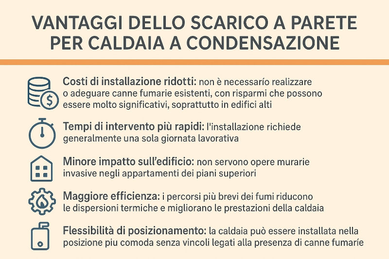 Infografica Vantaggi scarico a parete caldaia a condensazione